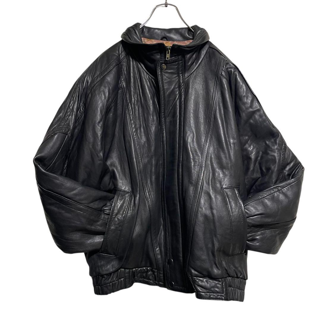 【Zion】フランス 羊革 本革 ラムレザーシングルライダースジャケット 黒 M