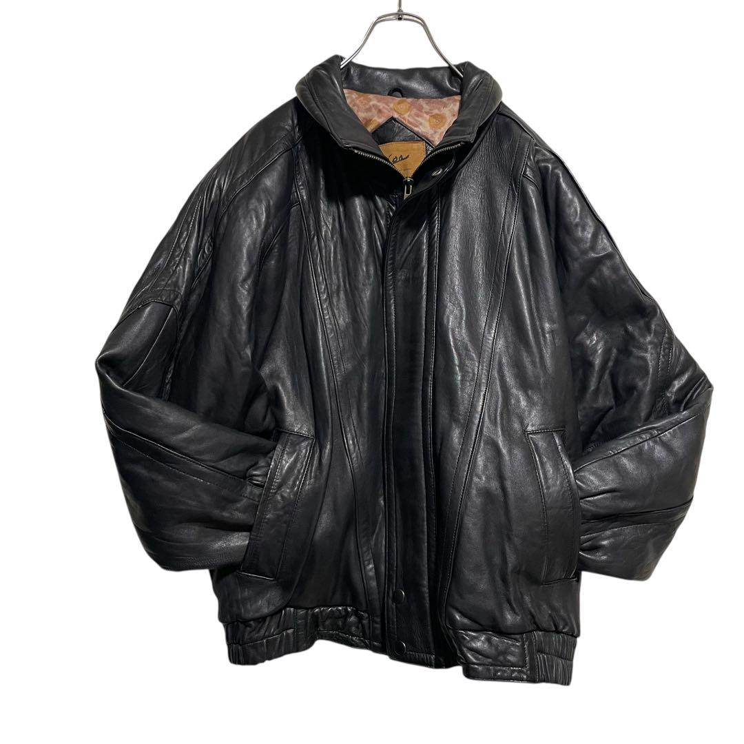 【Zion】フランス 羊革 本革 ラムレザーシングルライダースジャケット 黒 M