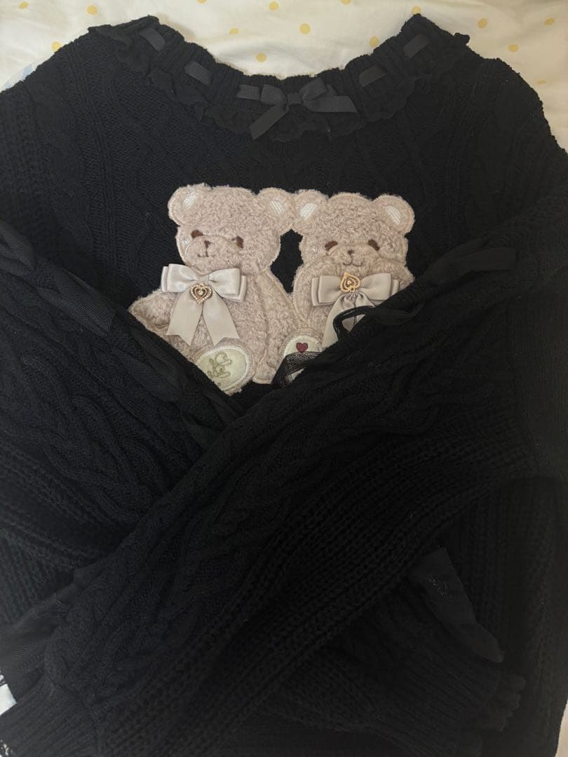 LIZLISA Twin Bearsニットトップス ブラック