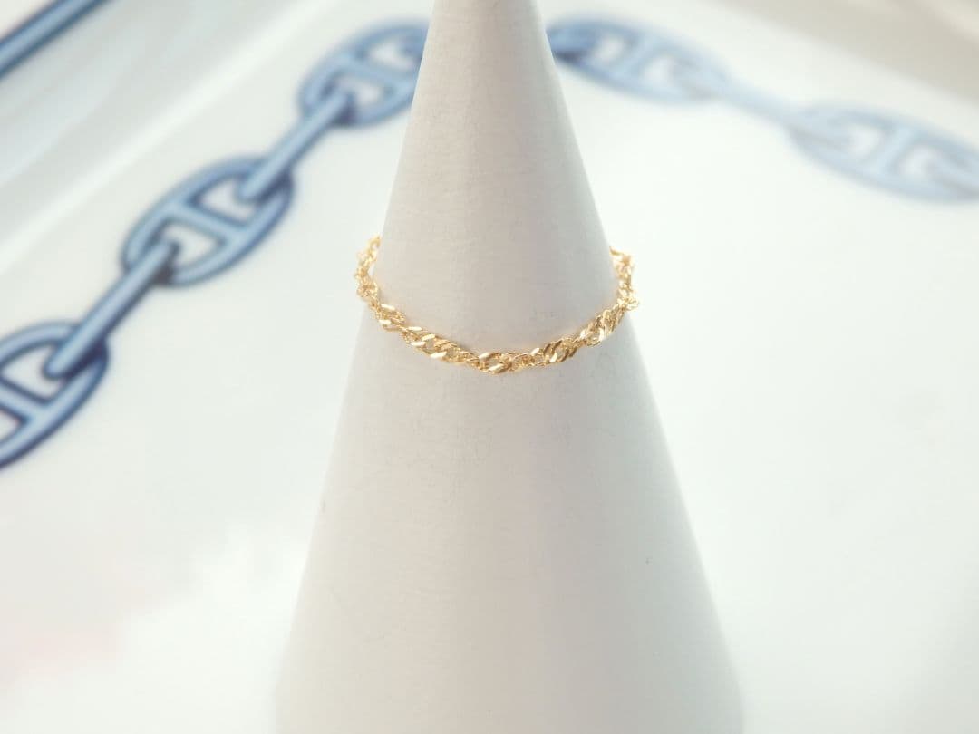 myumyu　k18リング チェーンリング 1.3㎜幅 スクリューチェーン