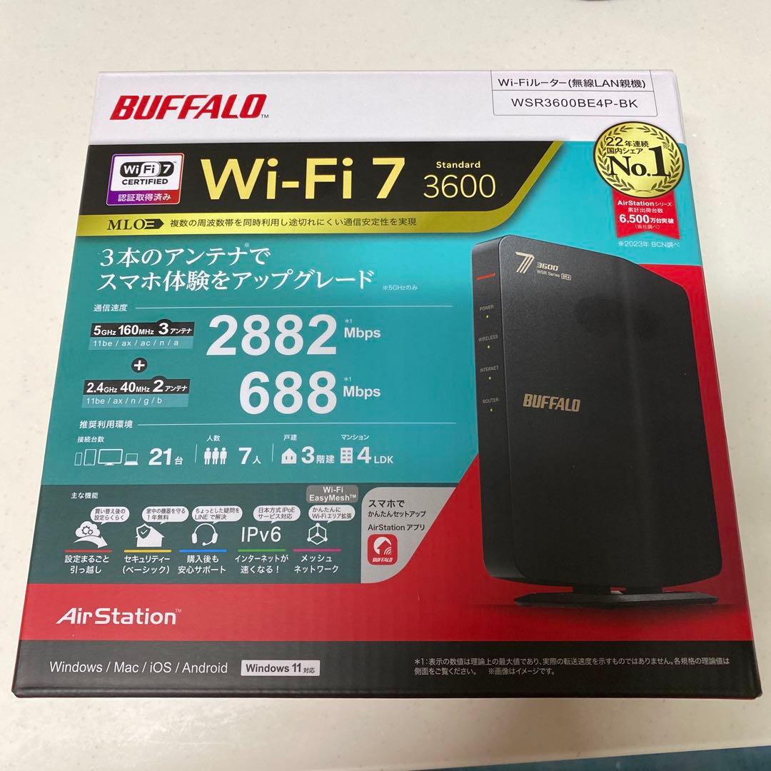 BUFFALO Wi-Fi 7 ルーター WSR3600BE4P-BK
