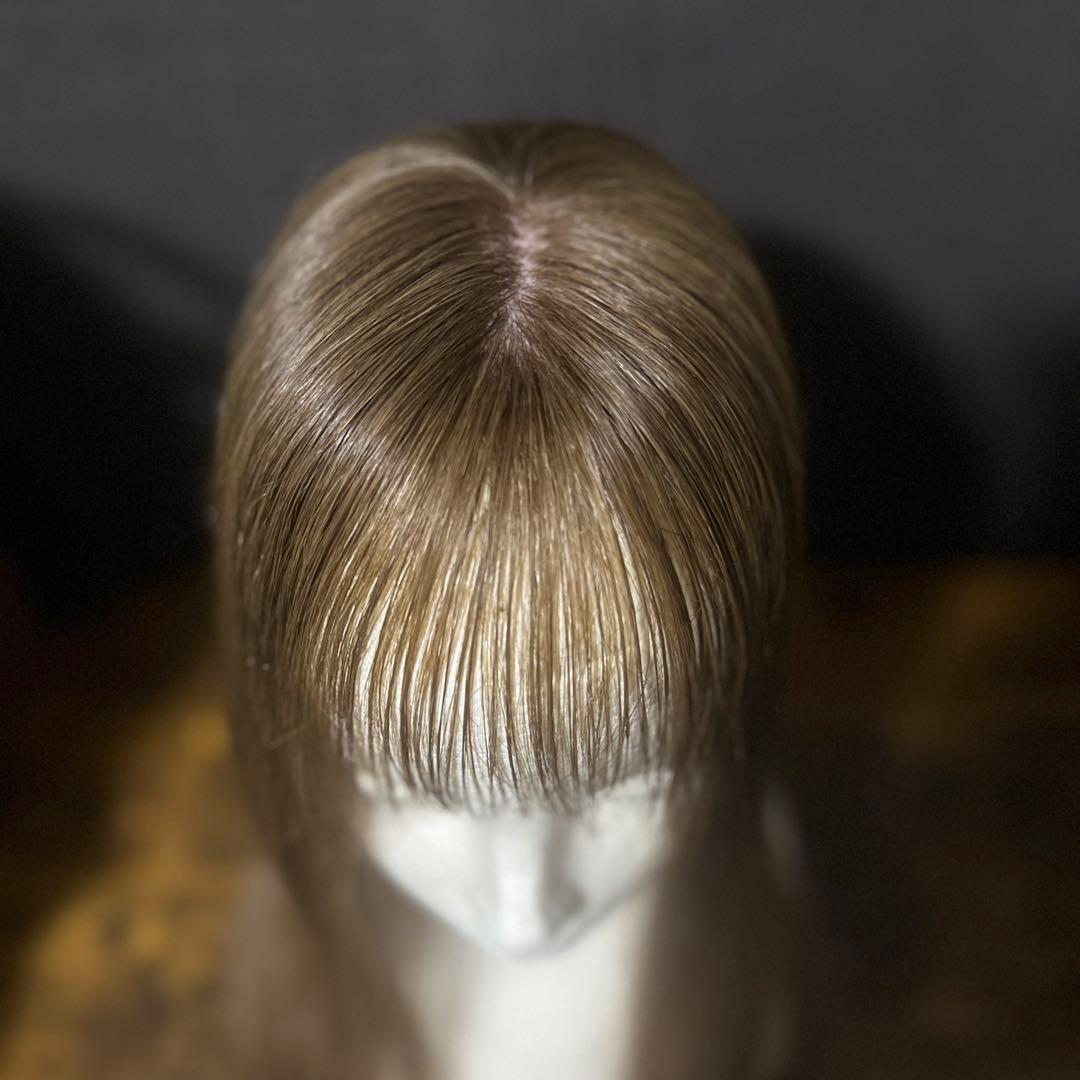 【値下中】高級レミー100% 人毛 ヘアピース ブライトブラウン 50cm