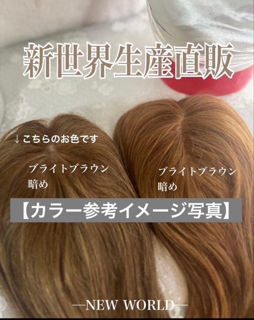 【値下中】高級レミー100% 人毛 ヘアピース ブライトブラウン 50cm