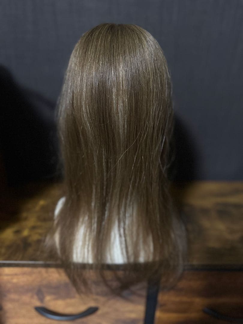 【値下中】高級レミー100% 人毛 ヘアピース ブライトブラウン 50cm