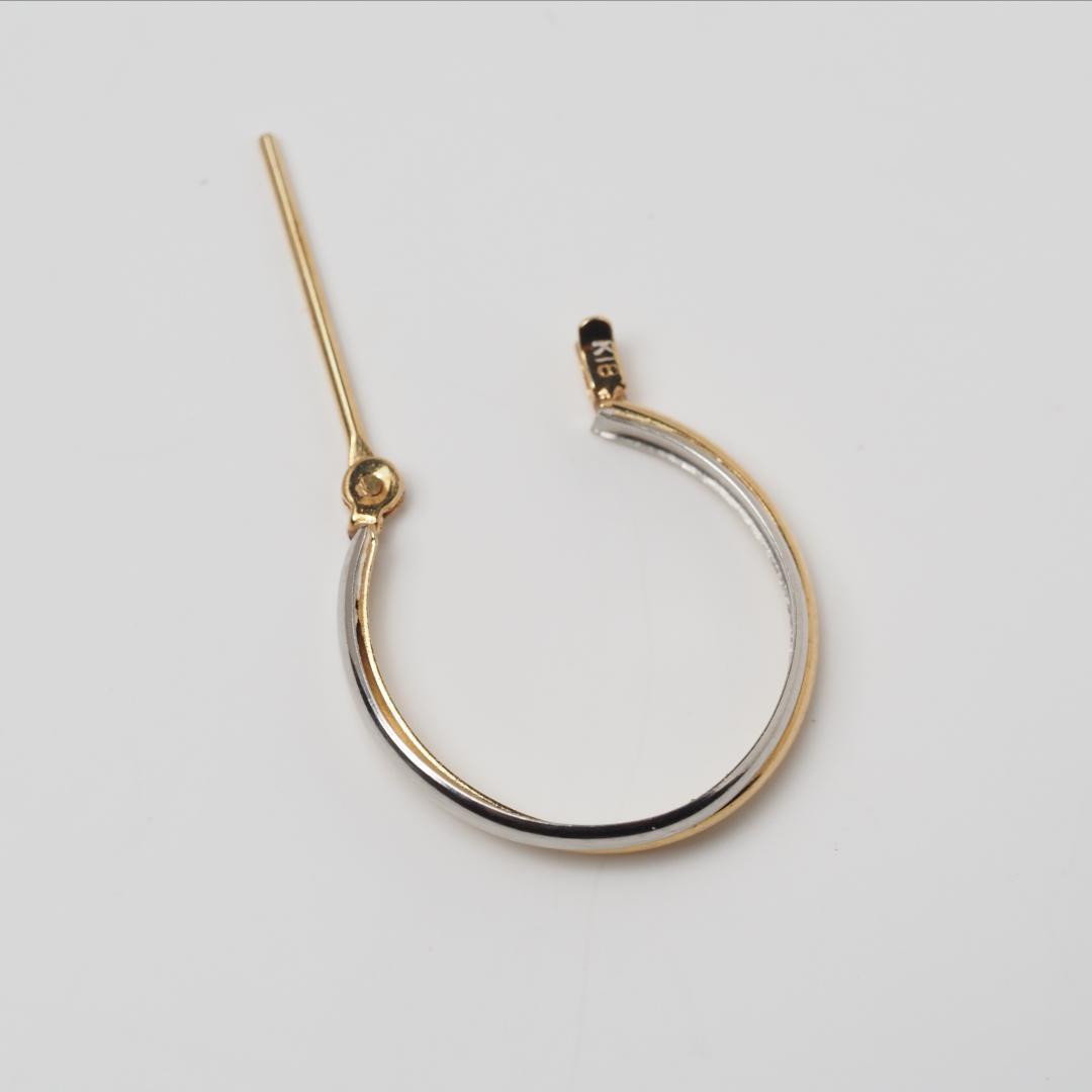K18YG/K18WG コンビ フープピアス クロッシング 18金 中古