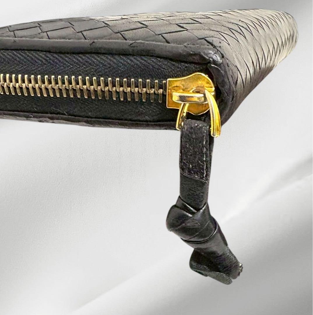 美品✨ ボッテガヴェネタ イントレチャート　長財布 ラウンドファスナー　黒