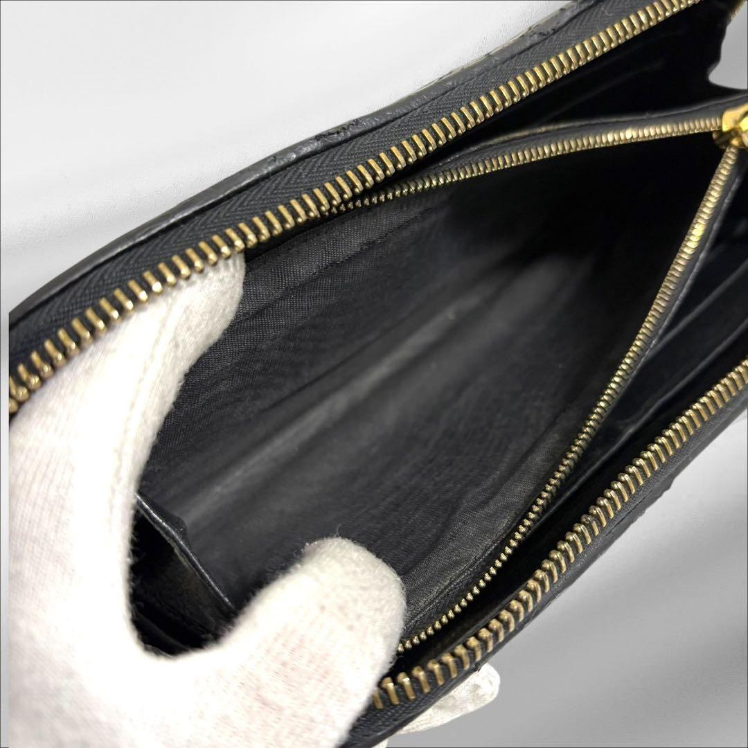 美品✨ ボッテガヴェネタ イントレチャート　長財布 ラウンドファスナー　黒