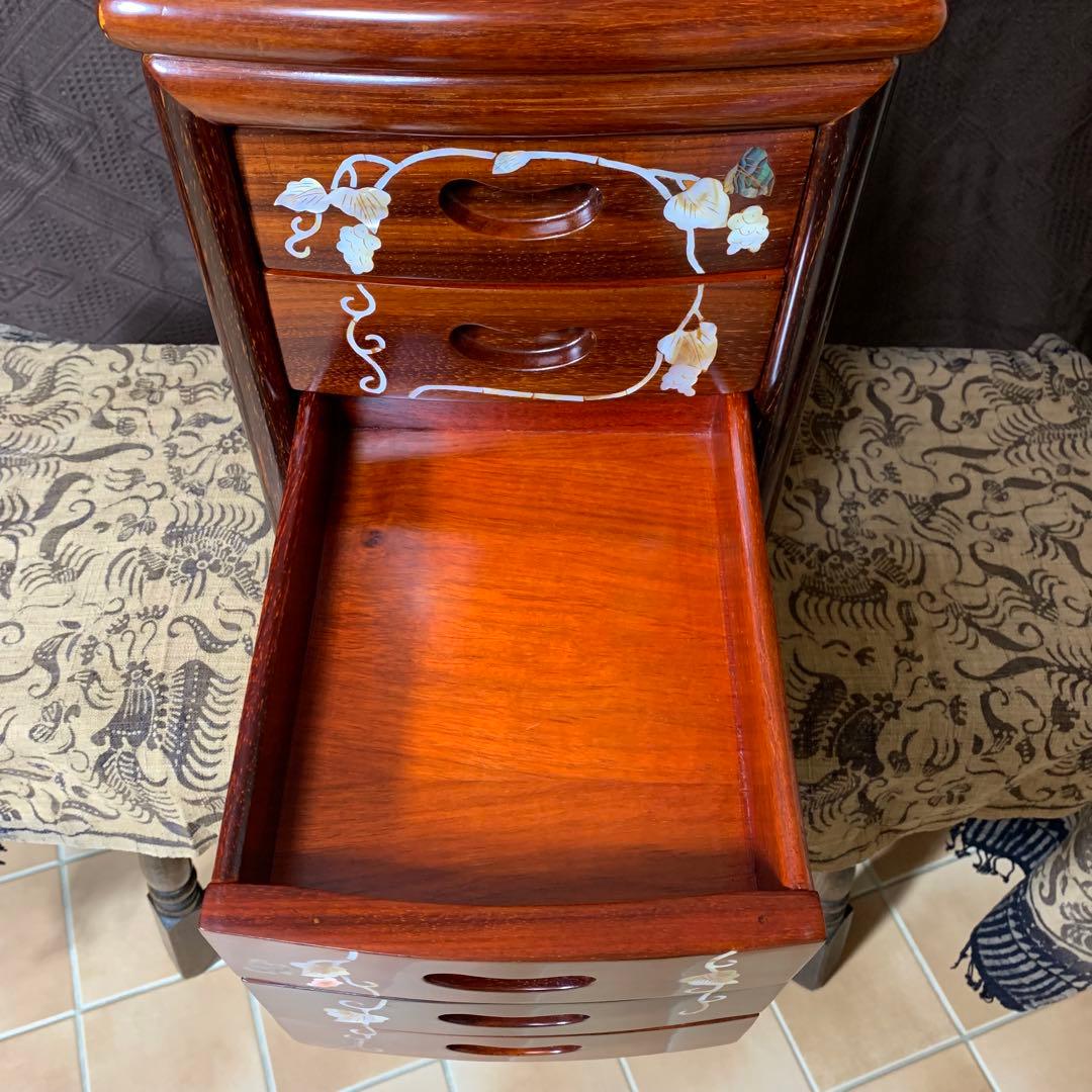 【極美品】螺鈿家具 螺鈿細工 唐木 花梨 引き出し 五段 チェスト 無垢材