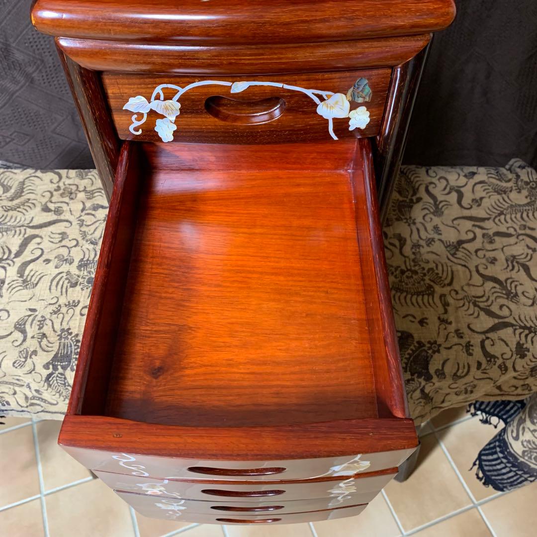【極美品】螺鈿家具 螺鈿細工 唐木 花梨 引き出し 五段 チェスト 無垢材