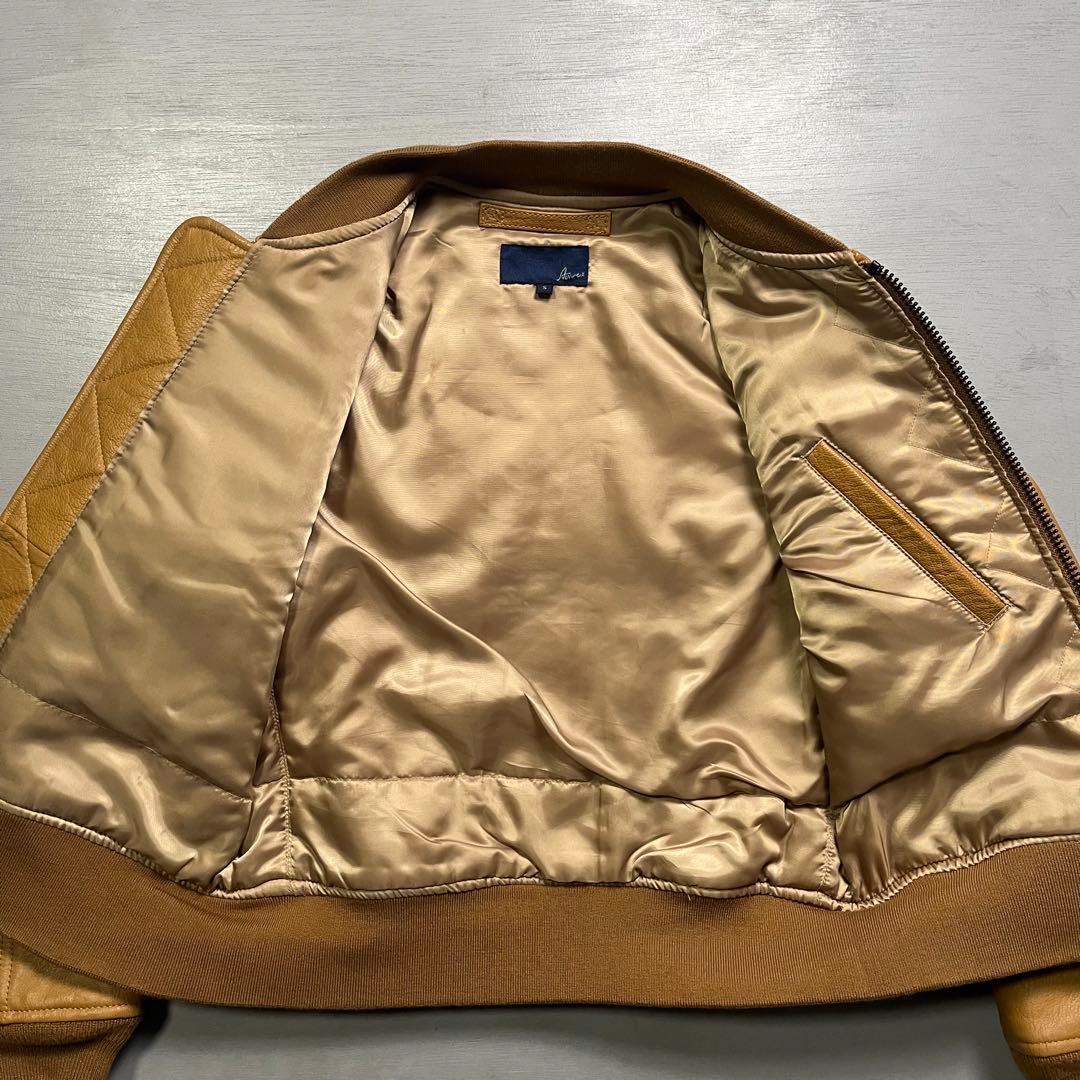 AVIREX レザージャケット　スタジャン　やぎ革　オールレザー　スタッズ　S