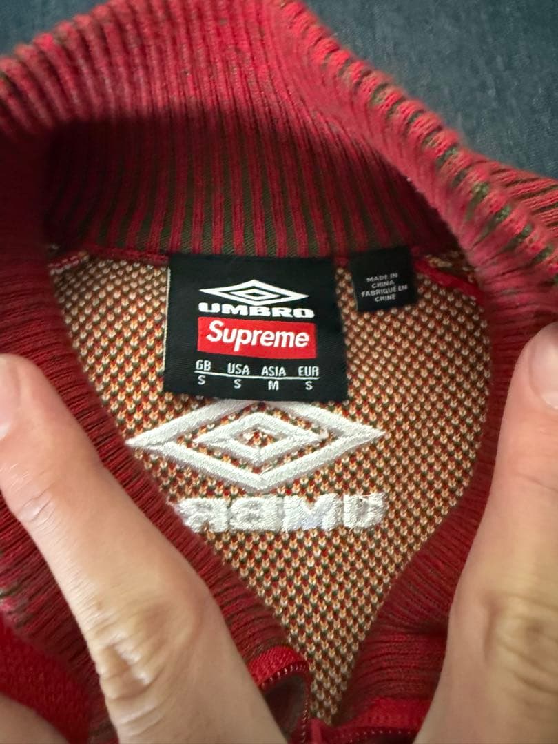 断*男様 Supreme x Umbro Zip Up Sweater \"Red
