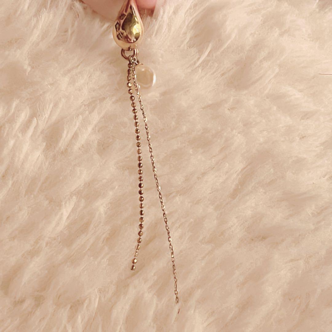 【良品】eteゴールド フープピアス 付属チャーム付き箱無し