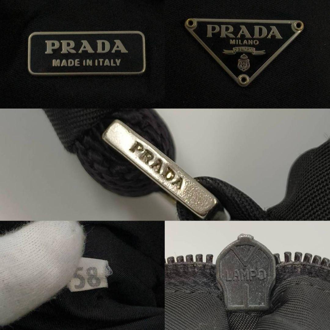 人気✨プラダ アクセサリーポーチ 三角ロゴ ナイロン ワンショルダー　白タグ