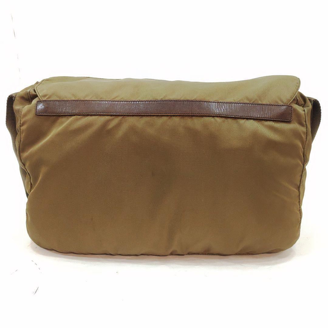 プラダ メッセンジャーバッグ レザー×ナイロン A4可 三角ロゴ ベージュ系