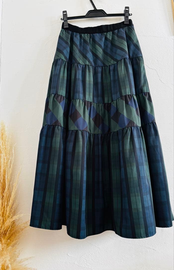 【LOULOU WILLOUGHBY】MIXパターンチェックティアードスカート