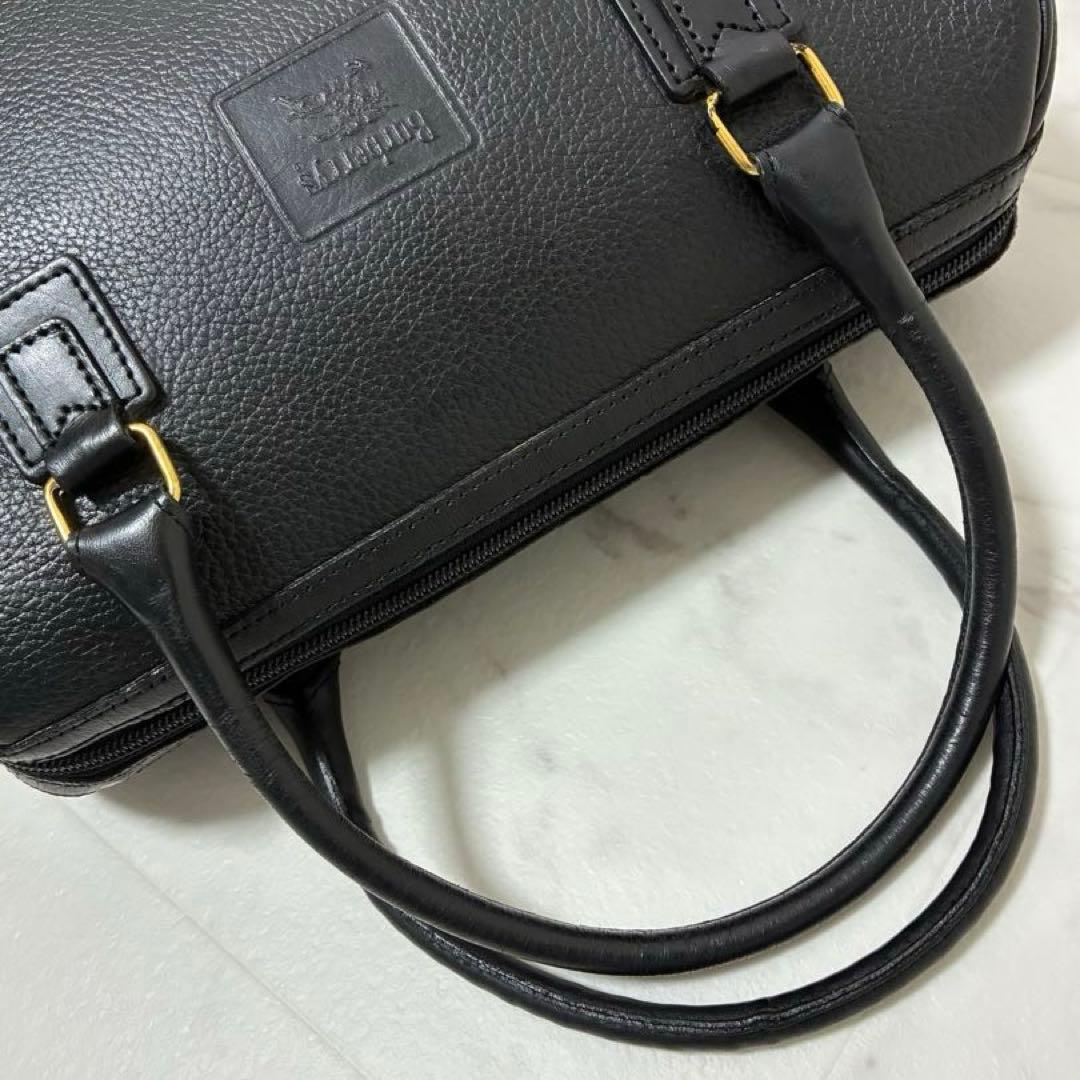 バーバリー　ミニボストン　ハンドバッグ　ノバチェック　ロゴ　レザー　ブラック