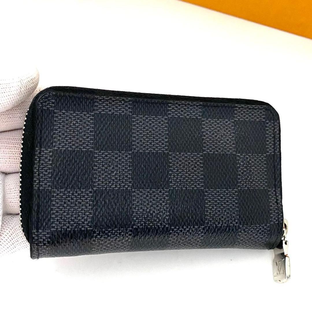 ルイ ヴィトン◎パース ダミエ グラフィット 現行 ラウンドファスナー 黒