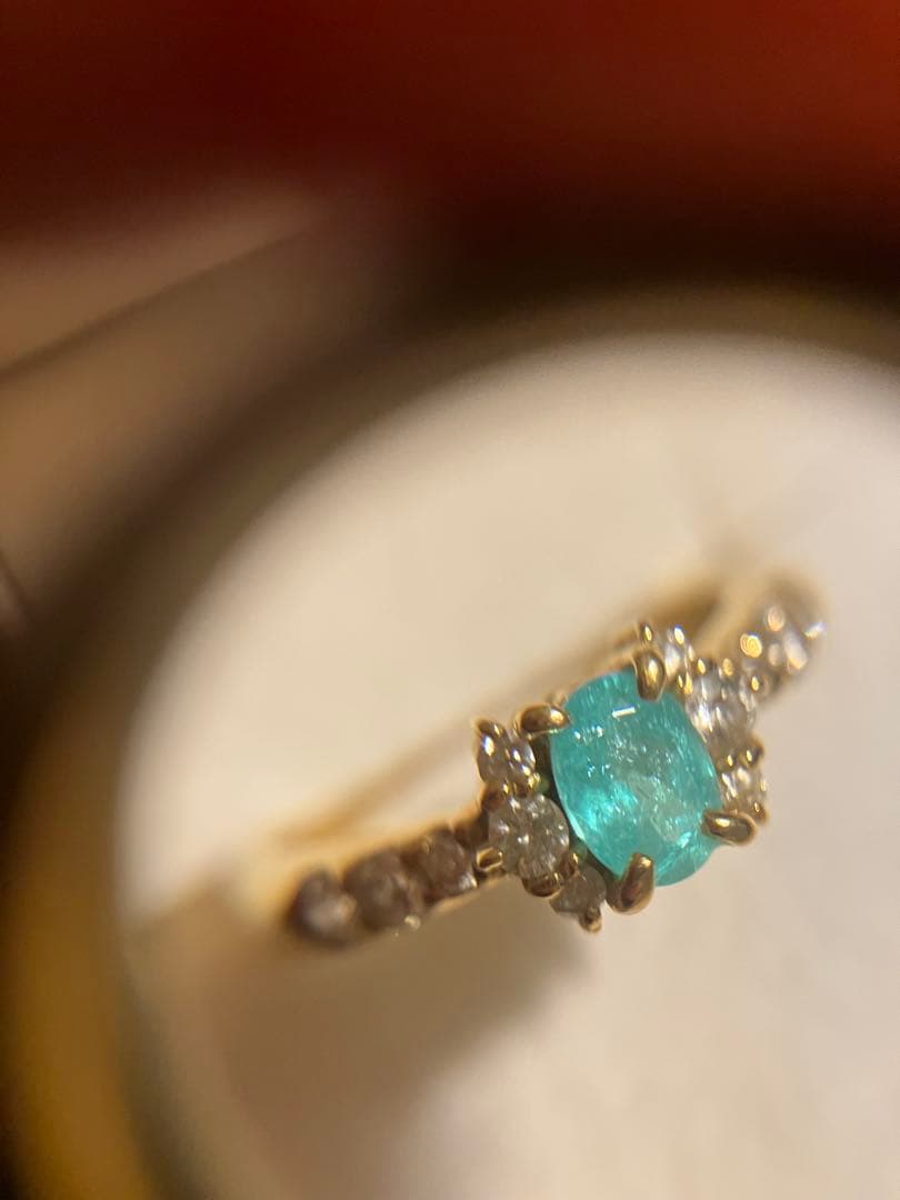 K18＊パライバトルマリン&ダイヤモンドリングです