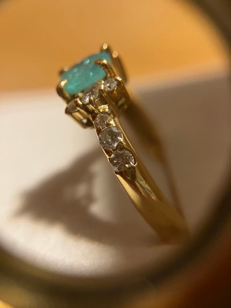 K18＊パライバトルマリン&ダイヤモンドリングです