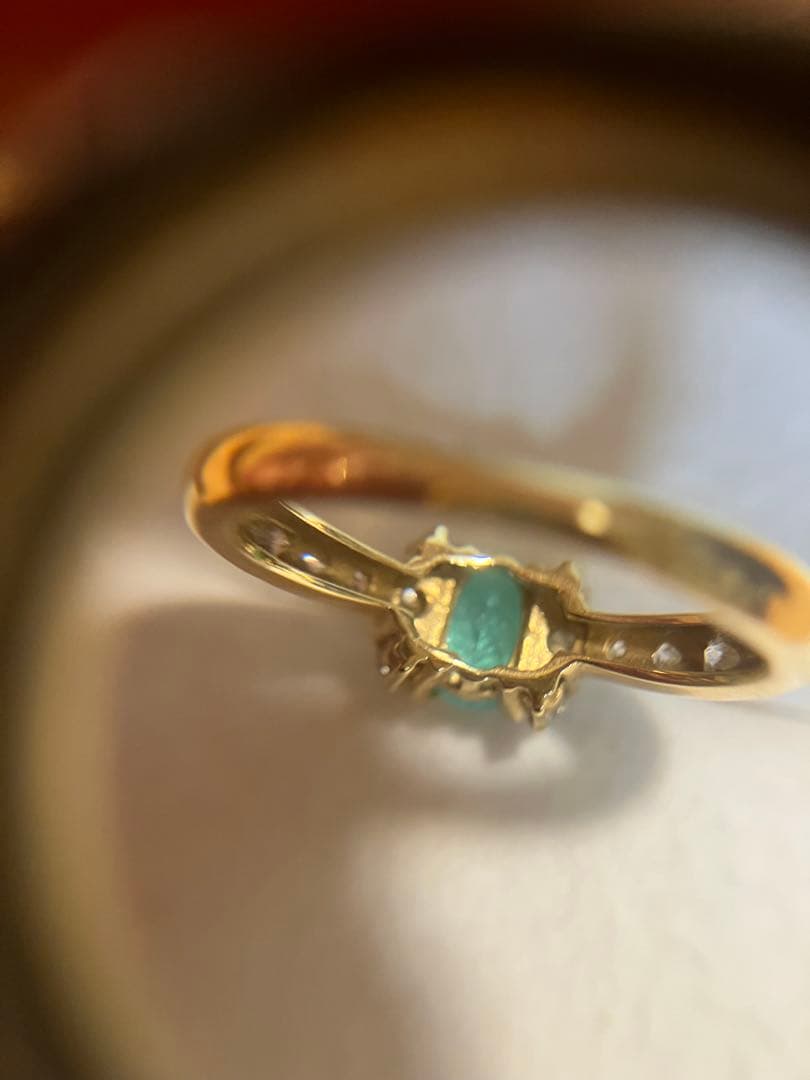 K18＊パライバトルマリン&ダイヤモンドリングです