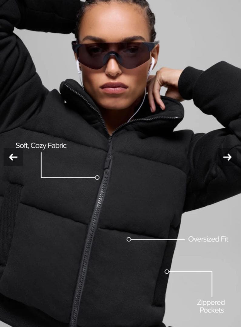 alo ブラック ダウンジャケットショート丈xxs（スウェットシャツ パファー）