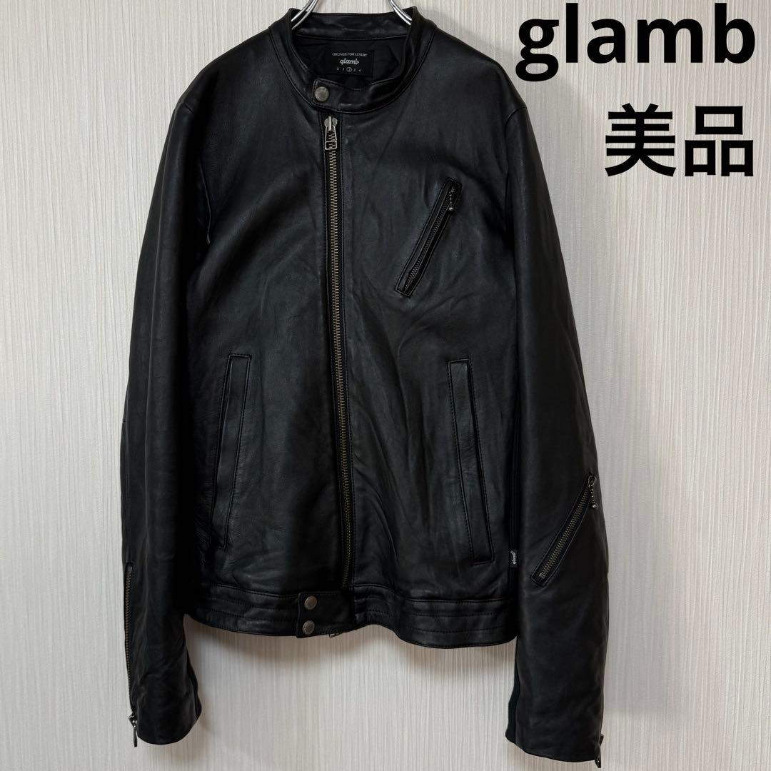 美品 glamb グラム 羊革 ヴィンテージ シングルライダースジャケット