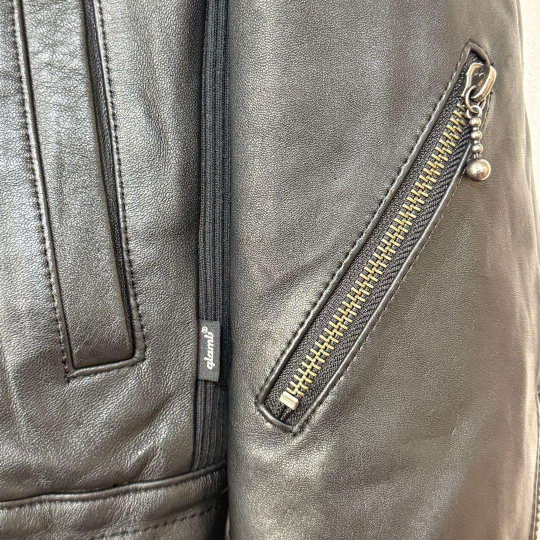 美品 glamb グラム 羊革 ヴィンテージ シングルライダースジャケット