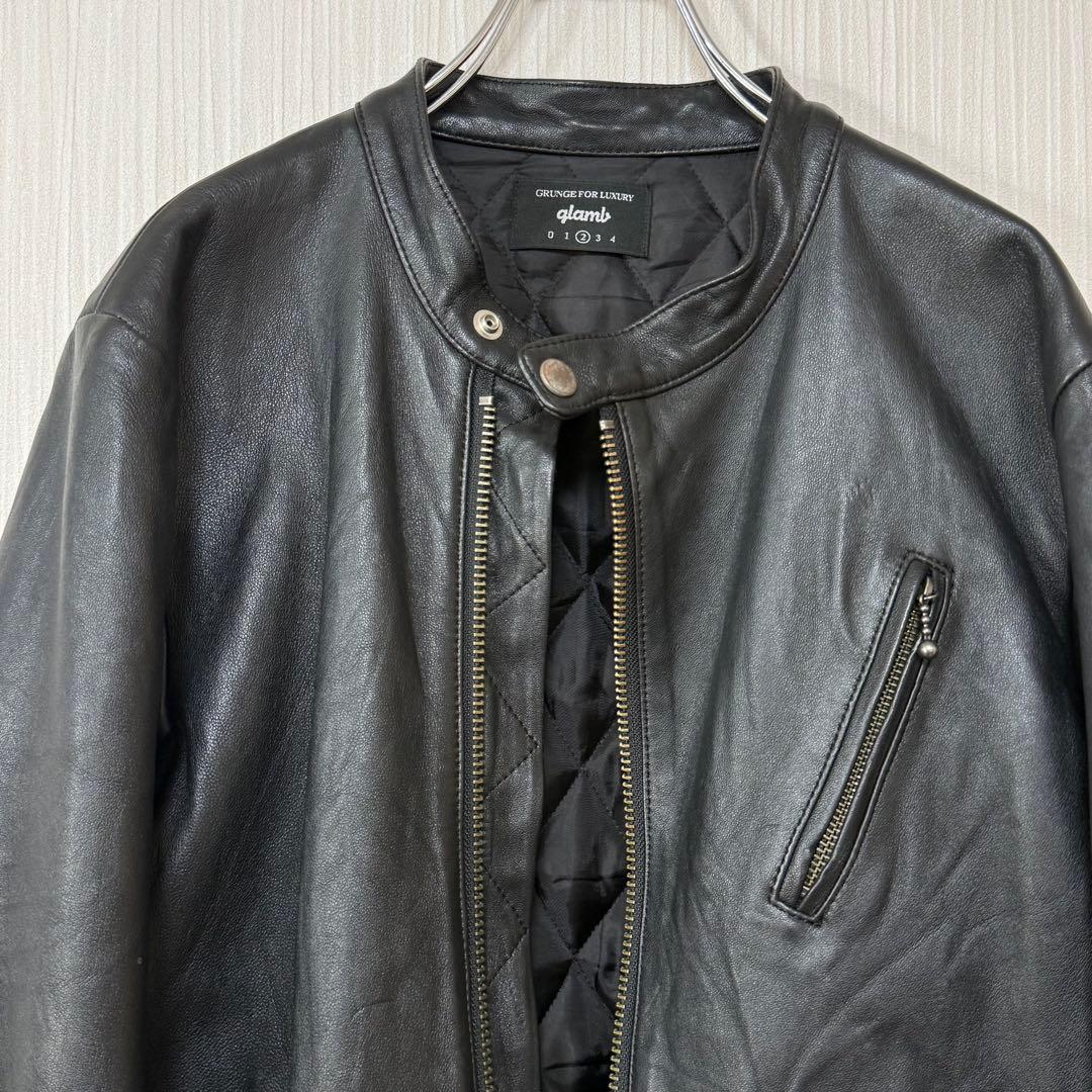 美品 glamb グラム 羊革 ヴィンテージ シングルライダースジャケット