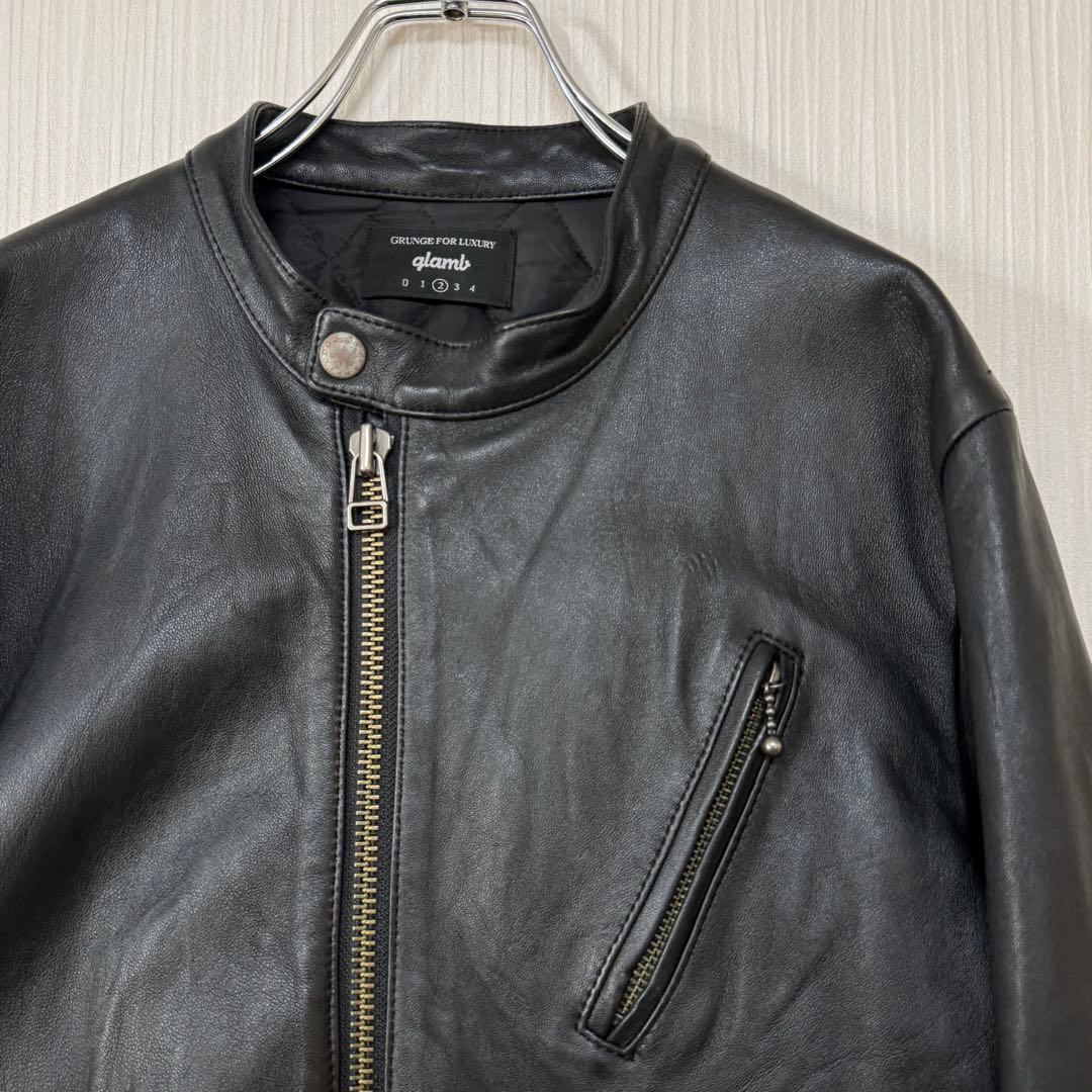 美品 glamb グラム 羊革 ヴィンテージ シングルライダースジャケット
