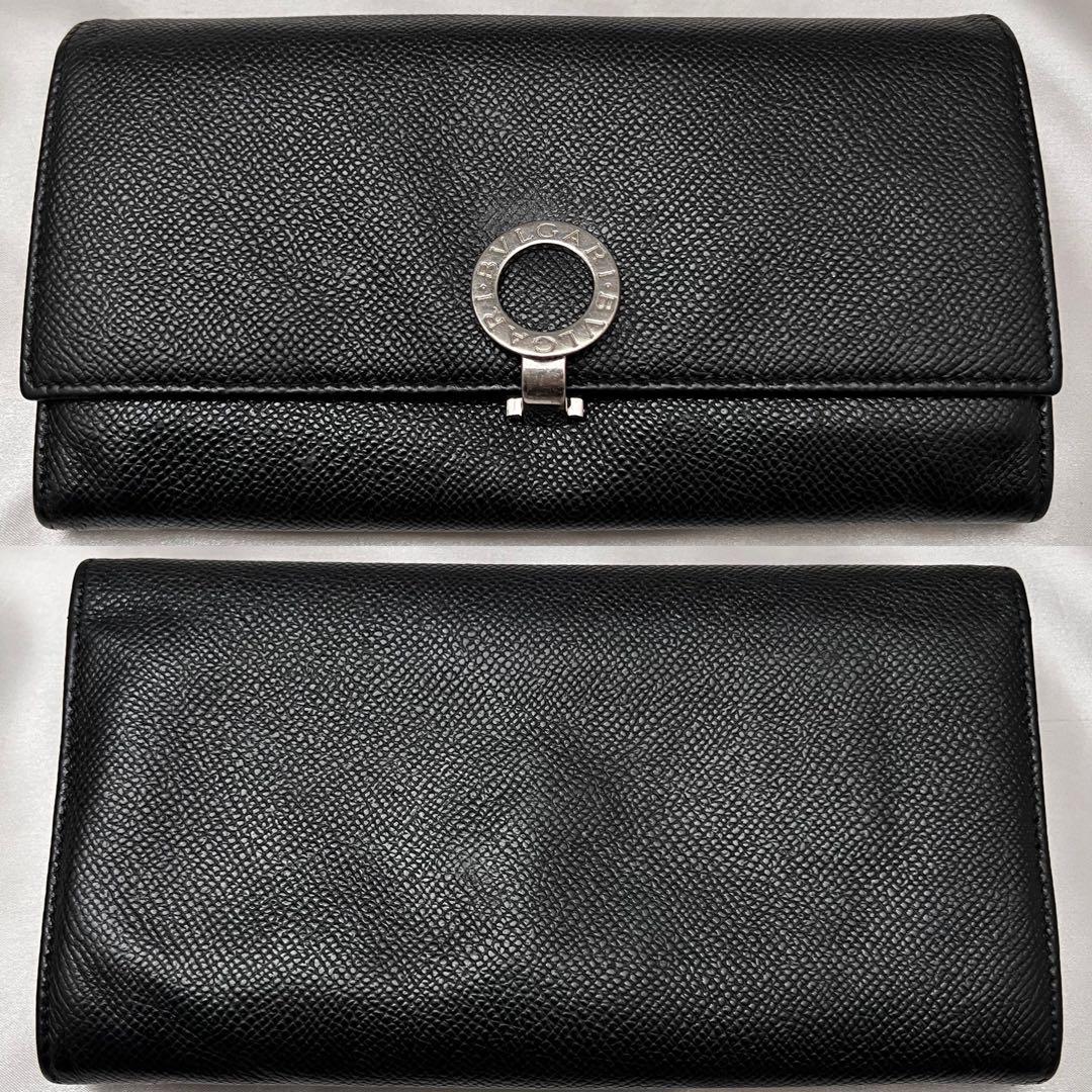 ◇美品◇ブルガリ　ビーゼロワン　フラップ型長財布　ブラックレザー×シルバー金具