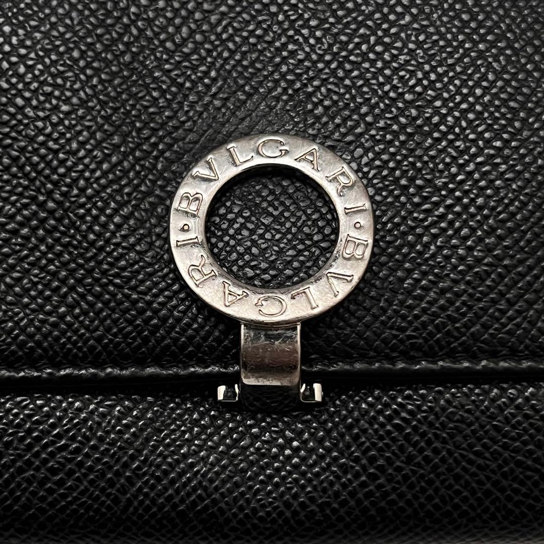 ◇美品◇ブルガリ　ビーゼロワン　フラップ型長財布　ブラックレザー×シルバー金具