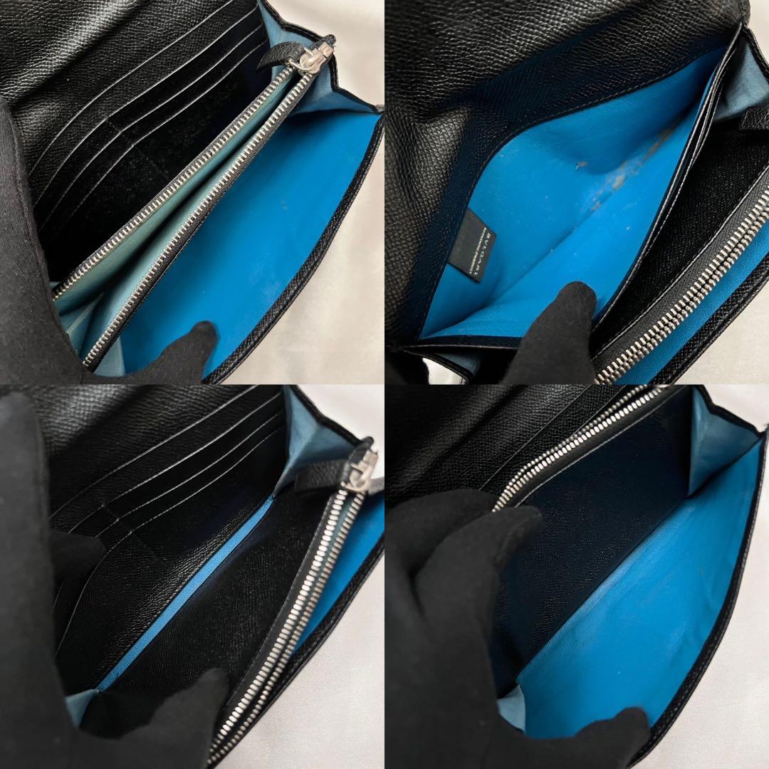 ◇美品◇ブルガリ　ビーゼロワン　フラップ型長財布　ブラックレザー×シルバー金具