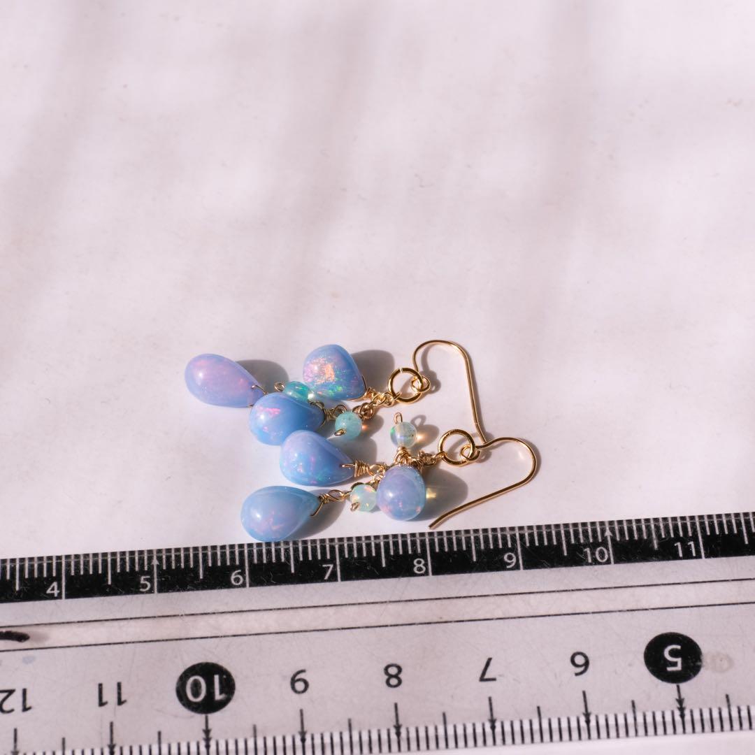 RiSaO ♦︎14kgfブルーカラーオパールピアスチャーム