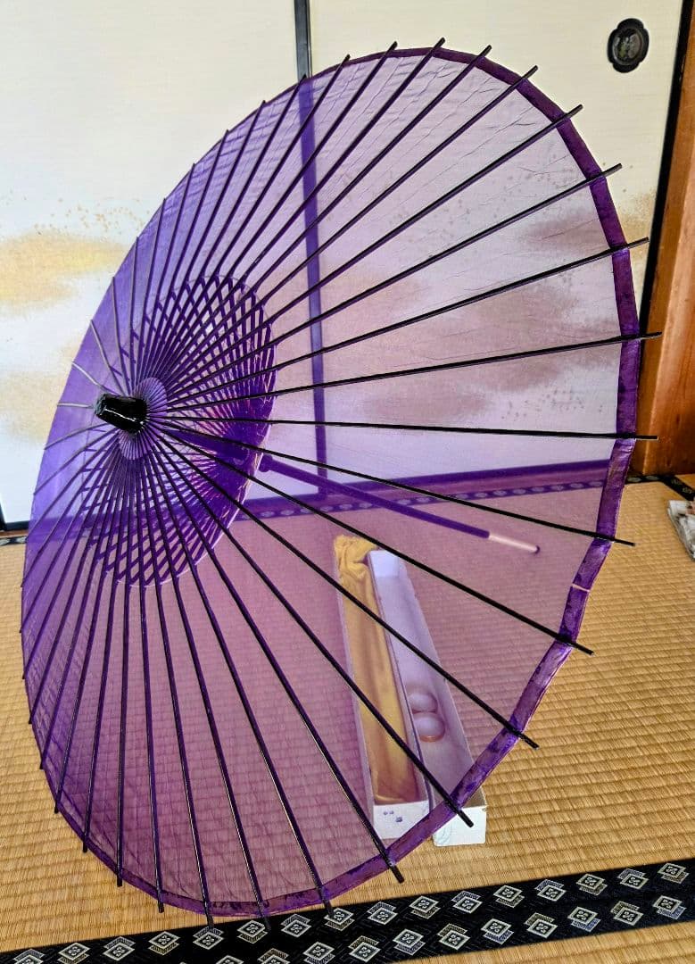 紫色 舞踊傘 90cm 竹製
