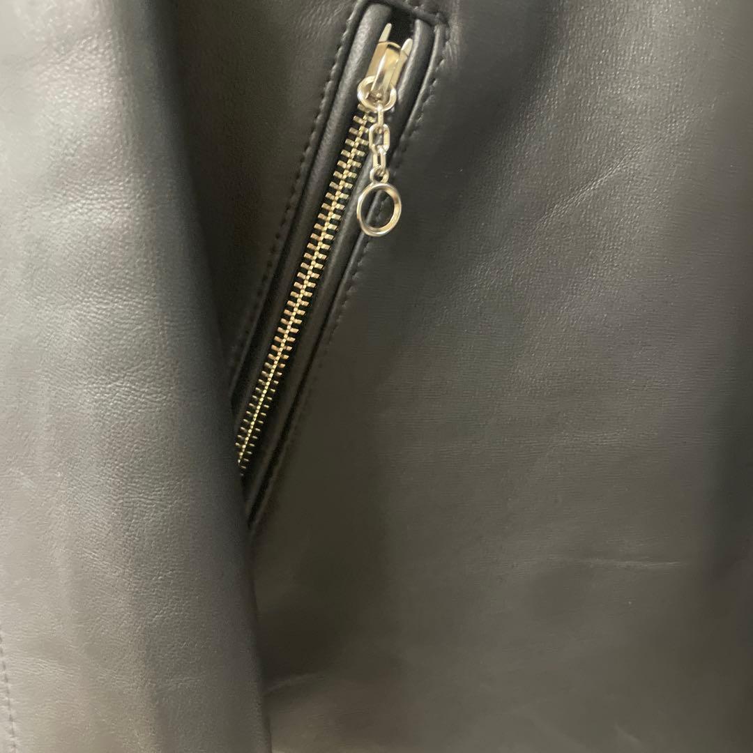 Schott ブラックノーカラーレザージャケット M
