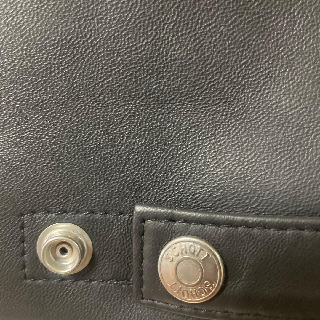 Schott ブラックノーカラーレザージャケット M