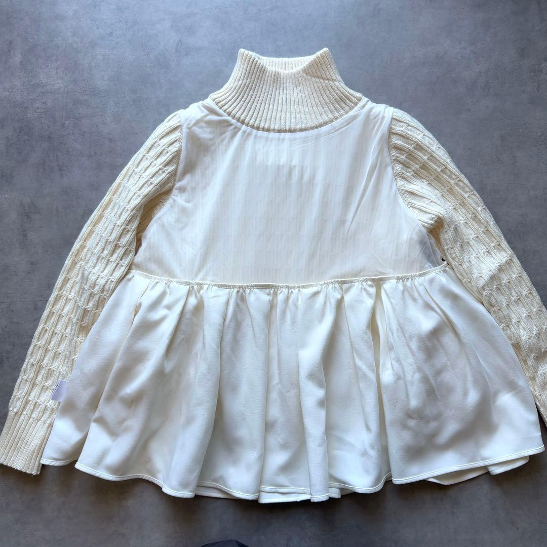 取引中【SONO】現行品完売カラー レイヤードフレア ケーブルニットプルオーバー