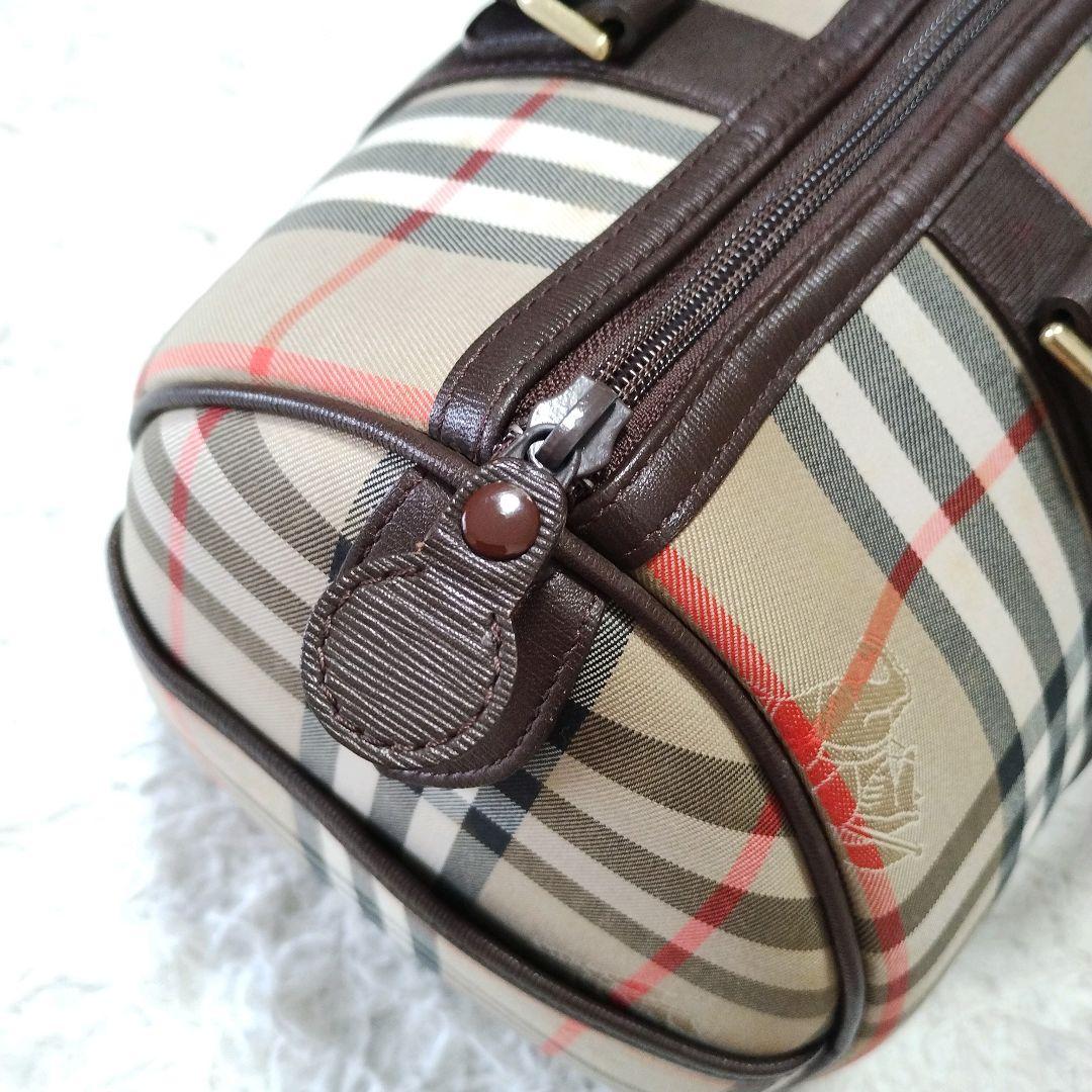 【美品】Burberry バーバリー ミニボストンバッグ ノバチェック レザー