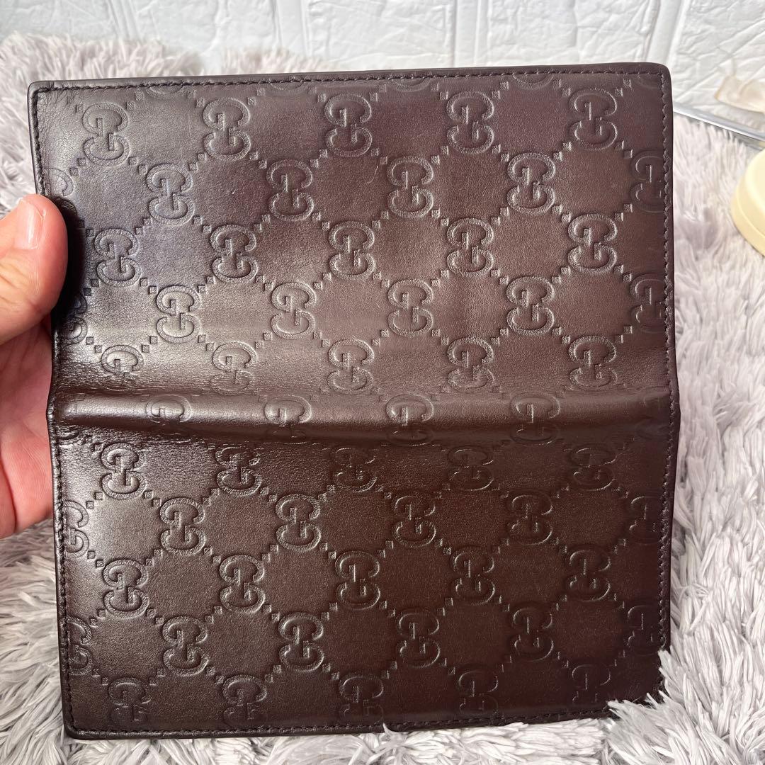 GUCCI✨シマ　お札入れ　カードケース　ダークブラウン　メンズ
