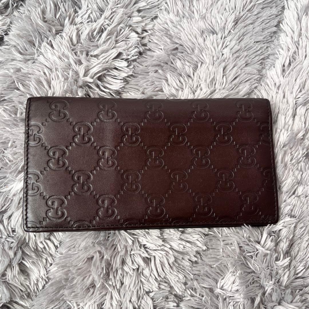 GUCCI✨シマ　お札入れ　カードケース　ダークブラウン　メンズ