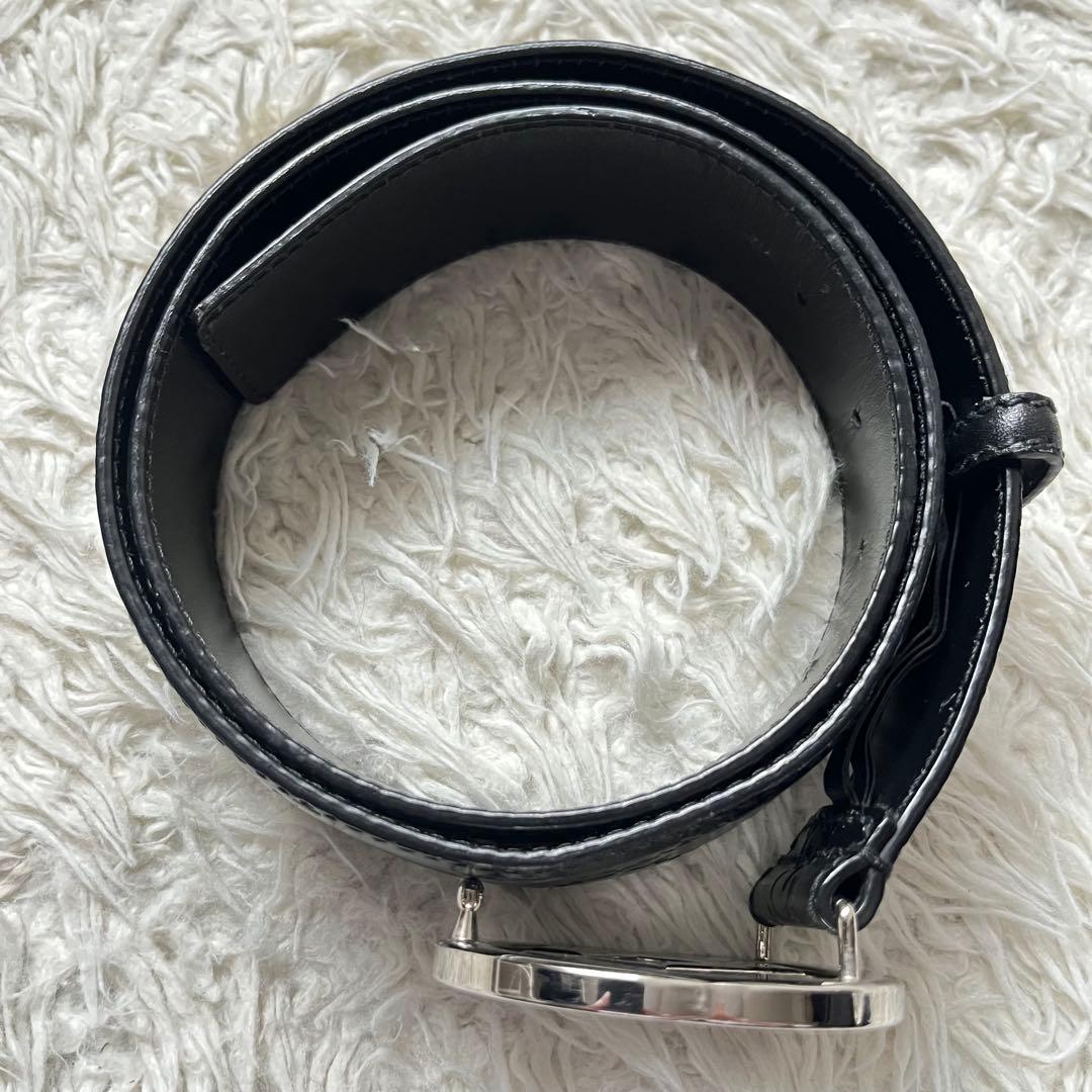 美品　GUCCI シマ GGバックル レザー ベルト 95/38 114984