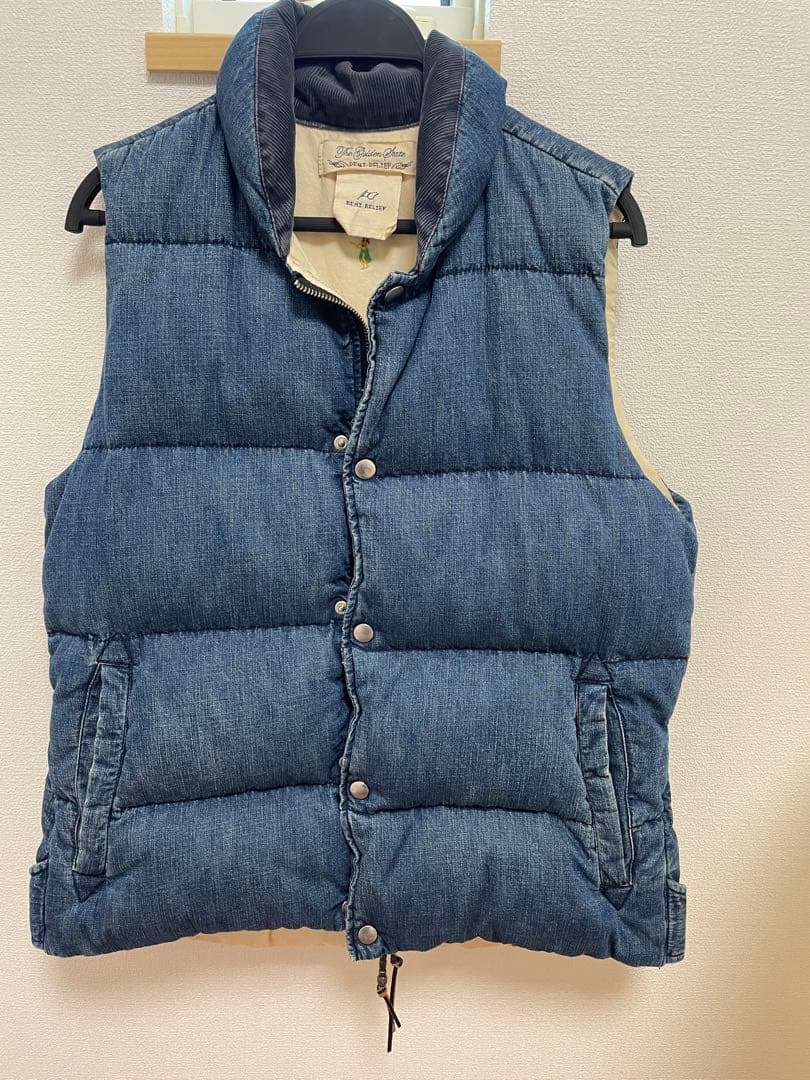 値下げ　レミレリーフ　デニムダウンベスト