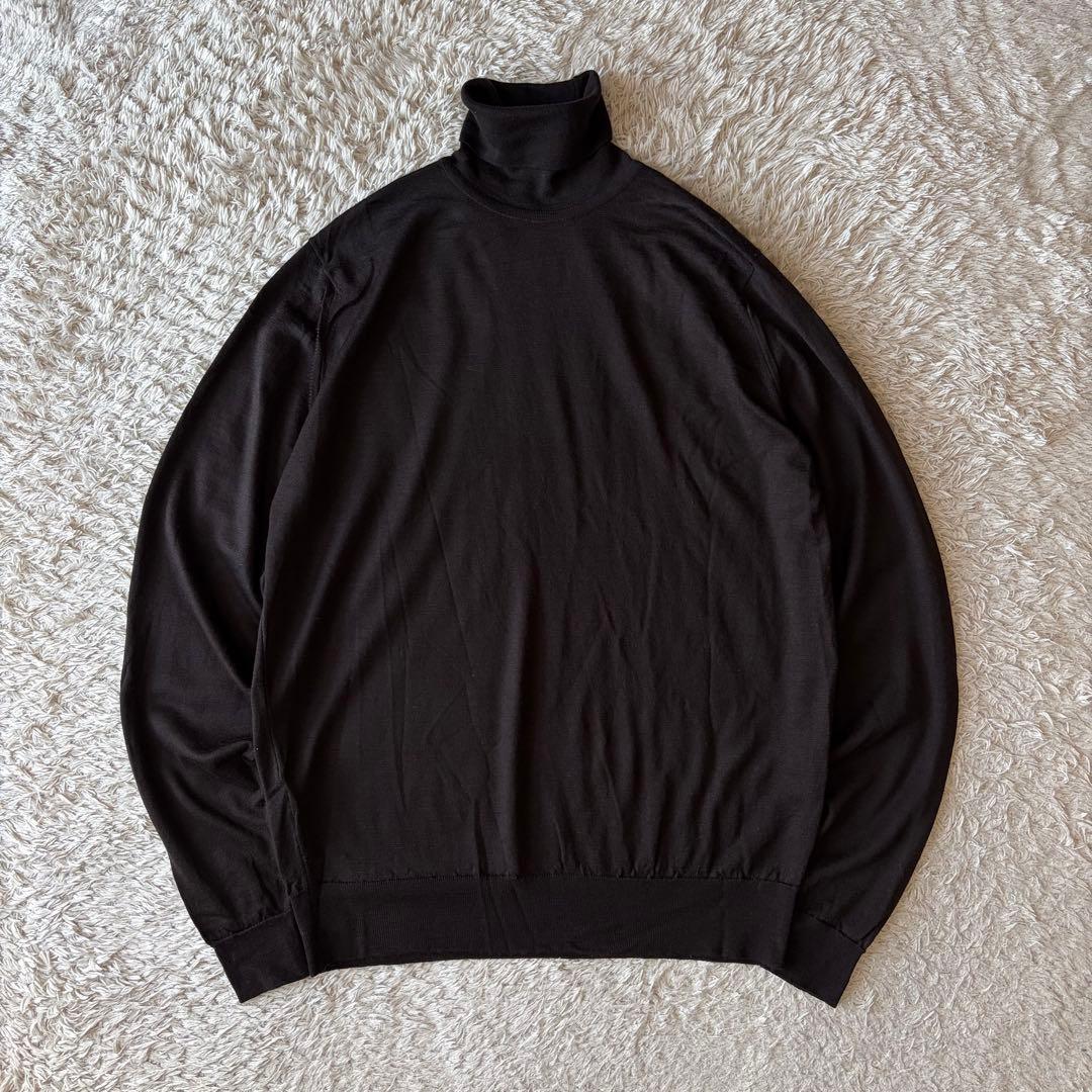 ジョンスメドレー JOHN SMEDLEY タートルネックウールニット F 茶