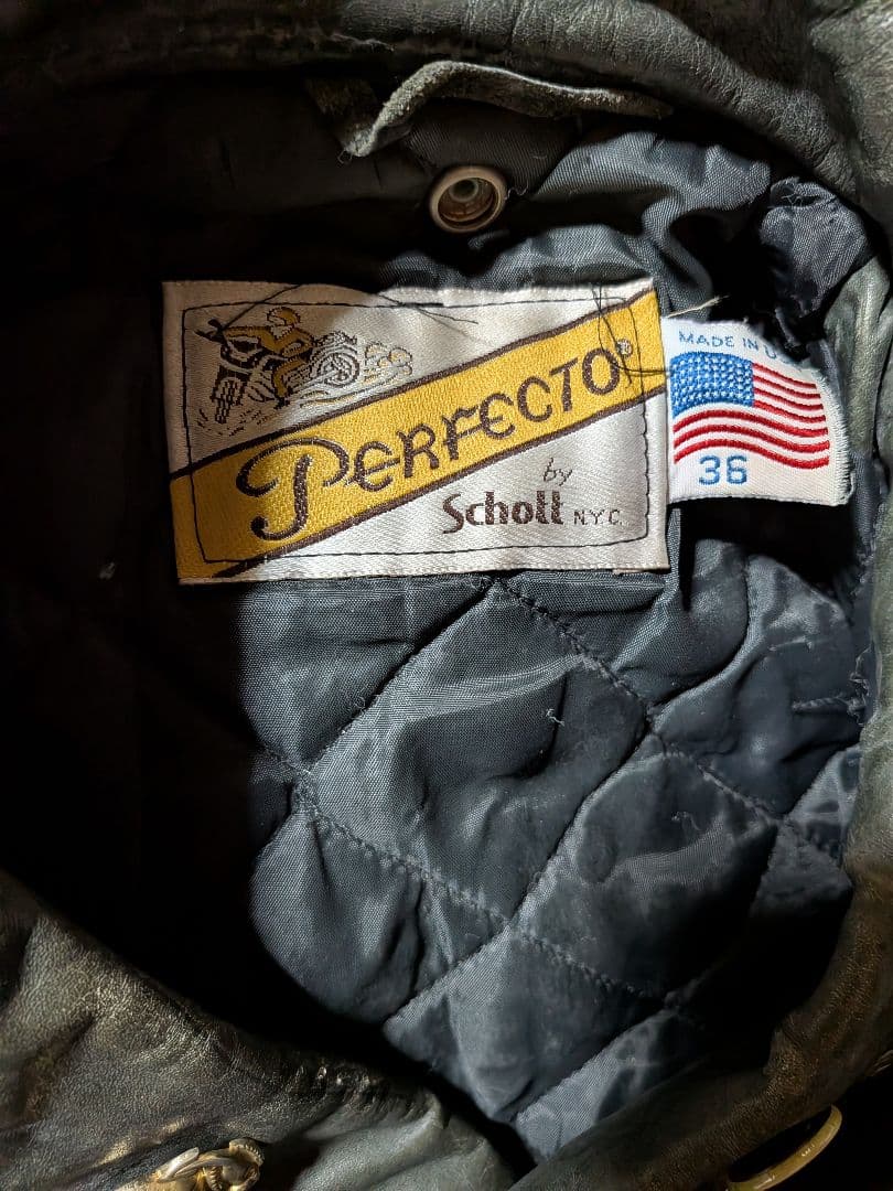 80s'90s　Schottショット　ダブルライダースジャケット36　USA