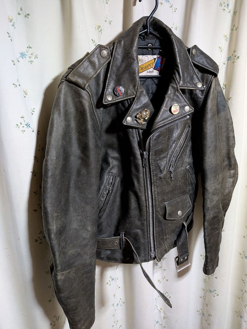 80s'90s　Schottショット　ダブルライダースジャケット36　USA