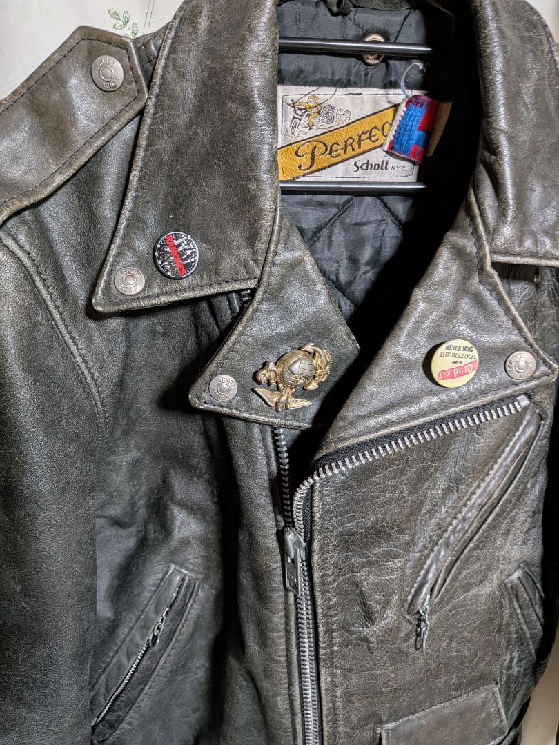 80s'90s　Schottショット　ダブルライダースジャケット36　USA