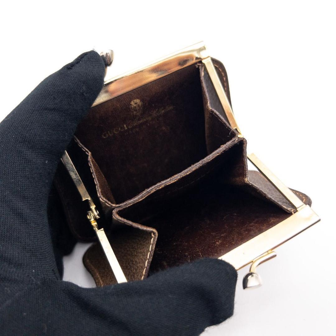 【極美品】GUCCI がま口ケース　オールドグッチ　茶色　小銭入れ