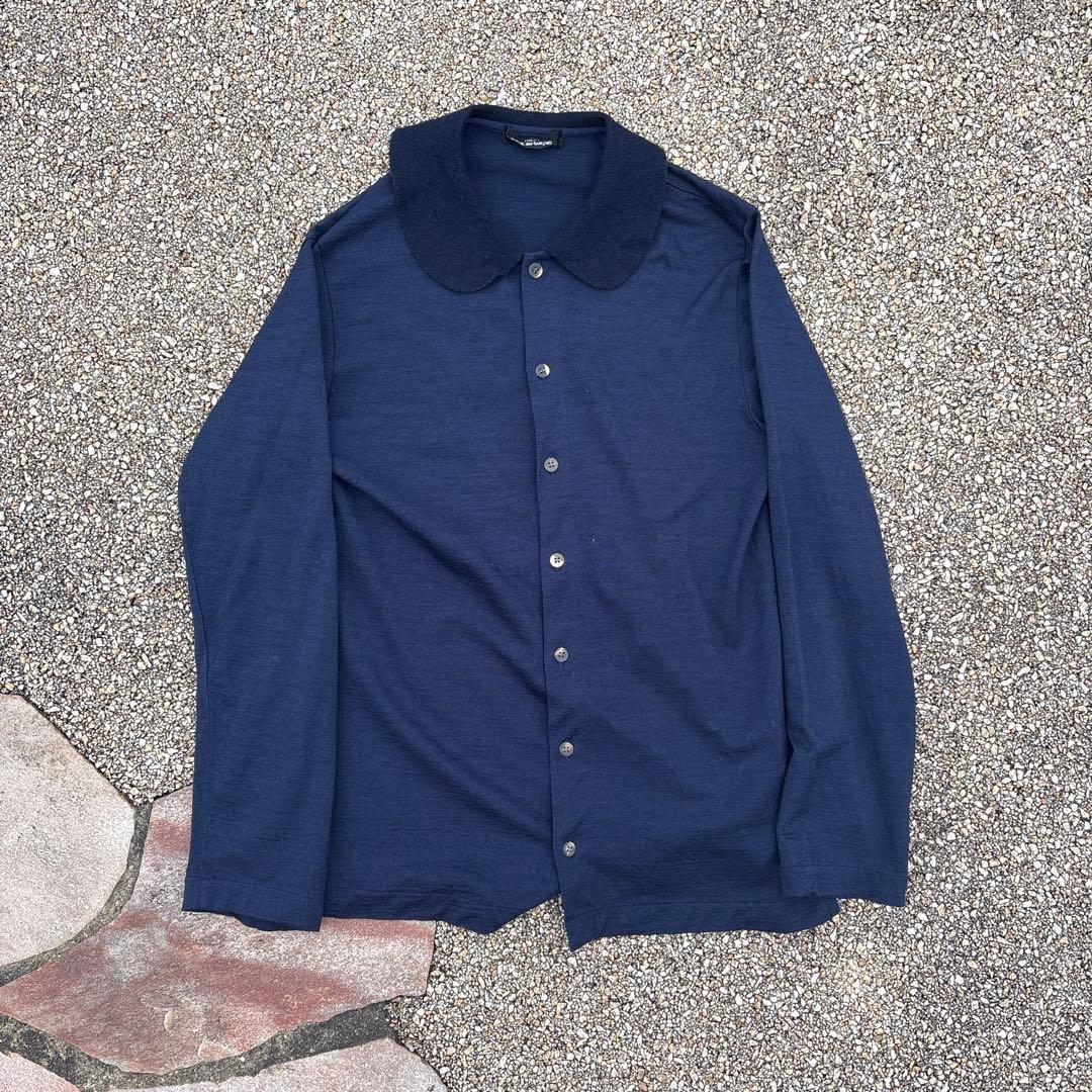 tricot comme des garçons ウールシャツ　ネイビー　丸襟
