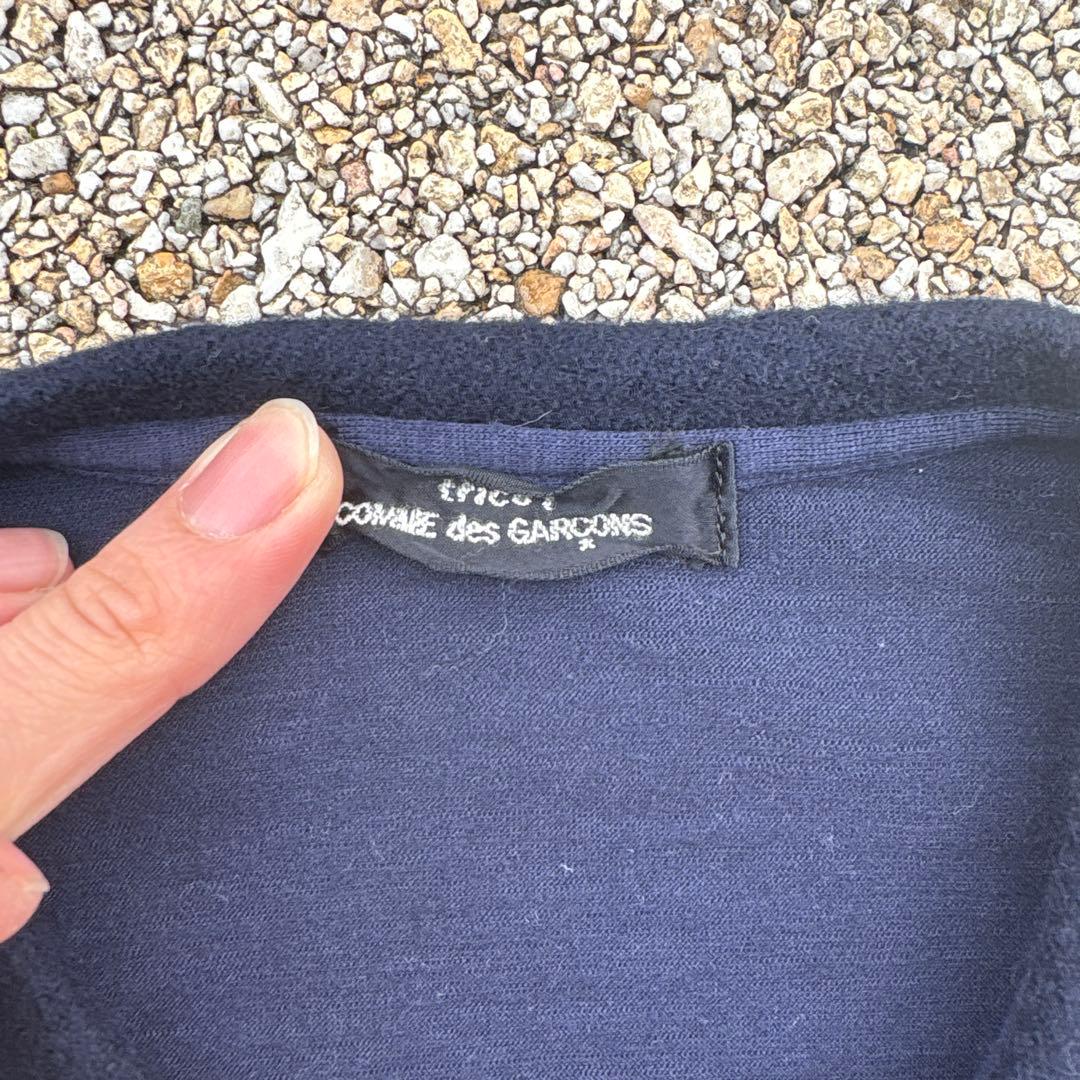 tricot comme des garçons ウールシャツ　ネイビー　丸襟