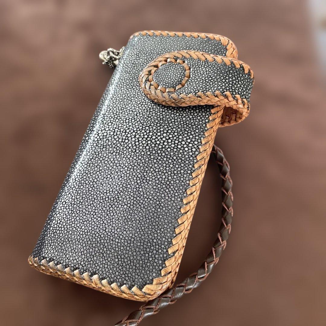 ❗️新品同様❗️レザークラフト優❗️エイ革長財布& 本革ウォレットベルト付属